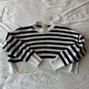 Jessica Simpson Navy Blue and White Striped Sweater